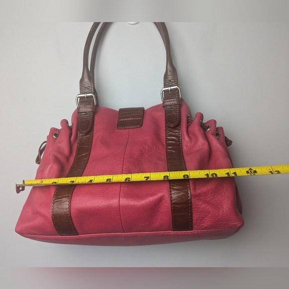 VINTAGE Danier Pink And Brown Leather Shoulder Purse Medium Size - Picture 7 of 12